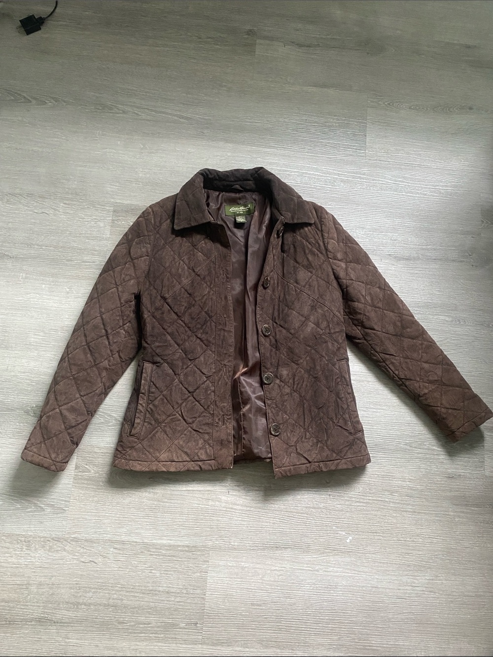 Eddie Bauer Quilted Brown Teddy Jacket